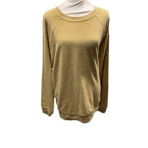 New Nwt Wonderly Yellow Tan Sweater Top Athleisure XL $54 Crewneck Autumn Fall